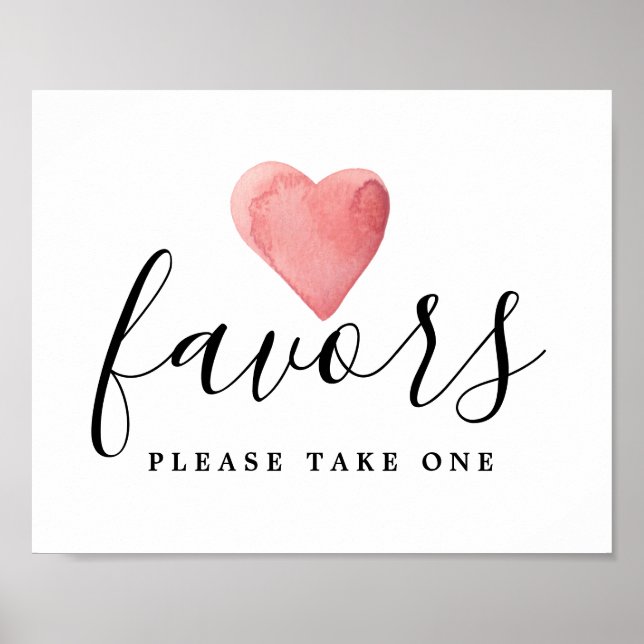 Unterschrift "DIY Red Watercolor Heart Gastgeschen Poster (Vorne)