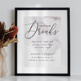 Unterschrift Drinks. Lila Hochzeit Poster