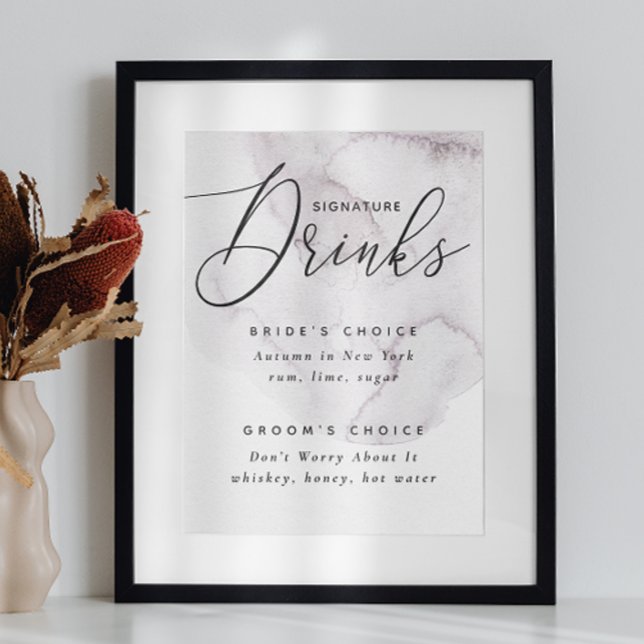 Unterschrift Drinks. Lila Hochzeit Poster (Von Creator hochgeladen)