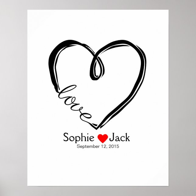 Unterschrift Hochzeitsgast-Gästebuch in unendliche Poster (Vorne)