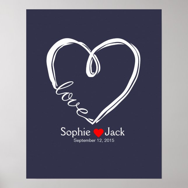 Unterschrift Hochzeitsgast-Gästebuch in unendliche Poster (Vorne)