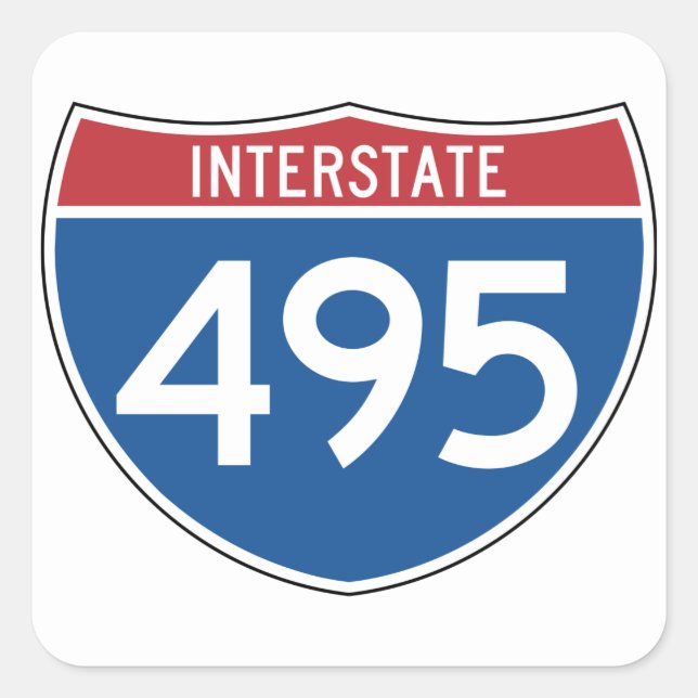 Unterschrift Interstate 495 Quadratischer Aufkleber (Vorderseite)