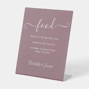 Unterschrift Schrift Mauve Speisekarte Sockelschild