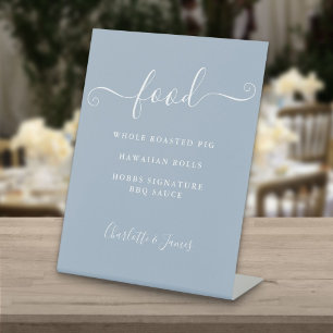 Unterschrift Schriftart Dusty Blue Speisekarte Sockelschild