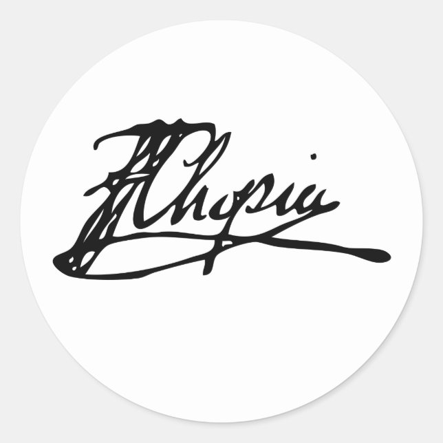 Unterschrift von Frédéric Chopin Runder Aufkleber (Vorderseite)