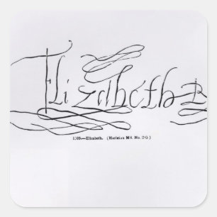 Unterschrift von Königin Elizabeth I. Quadratischer Aufkleber