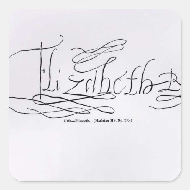 Unterschrift von Königin Elizabeth I. Quadratischer Aufkleber (Vorderseite)