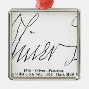 Unterschrift von Oliver Cromwell-Lord Protector Silbernes Ornament