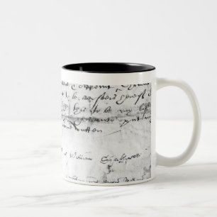 Unterschrift von William Shakespeare, 1616 Zweifarbige Tasse