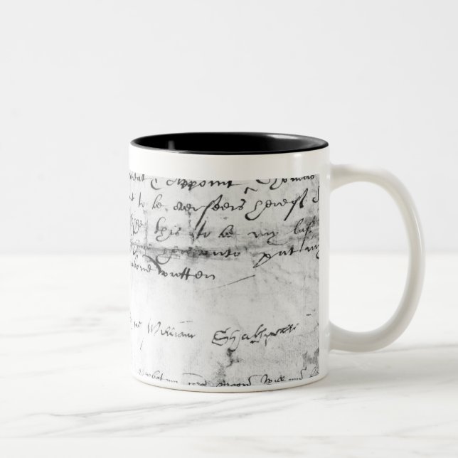 Unterschrift von William Shakespeare, 1616 Zweifarbige Tasse (Rechts)