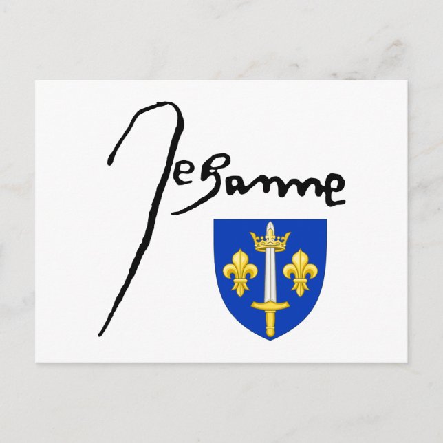 Unterschrift/Wappen von Jeanne d'Arc Postkarte (Vorderseite)