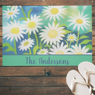 Unterschrift "Watercolor Wild Daisies" Fußmatte