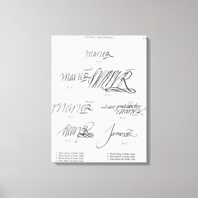 Unterschriften der Mary Queen of Schotten Leinwanddruck (Vorderseite)