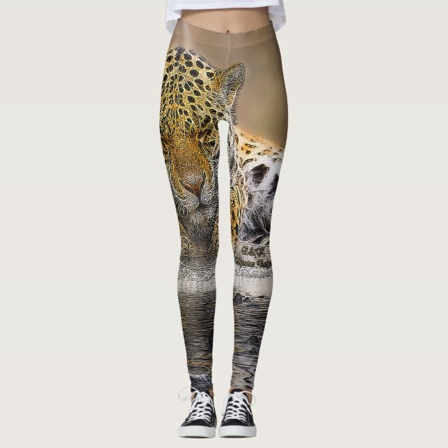 Unterschriften-Gepard-Druck Legging Leggings (Vorderseite)