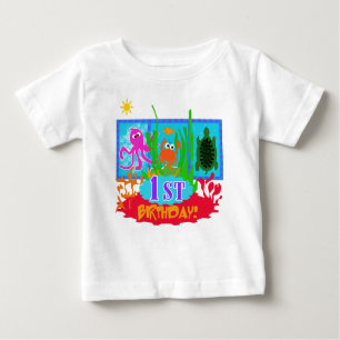 Unterseeisches Abenteuer-erster Geburtstag Baby T-shirt