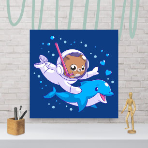 Unterseekatze und Delfin Poster