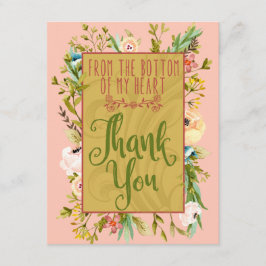 Unterseite meines Blumen Herzens danken Ihnen zu Dankeskarte