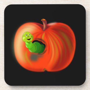 Untersetzer Apfel mit Wurm