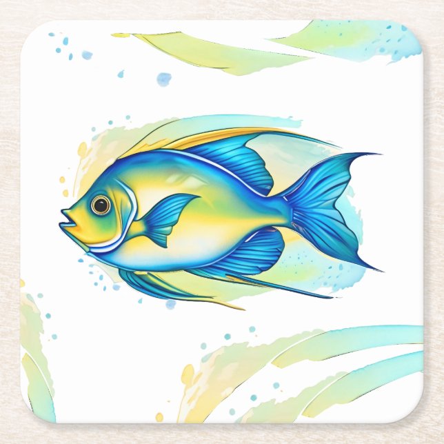 Untersetzer - Aquarellreihe: Angelfish (Vorderseite)