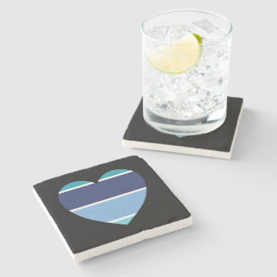 Untersetzer aus Blaugestrichenem Herzglas