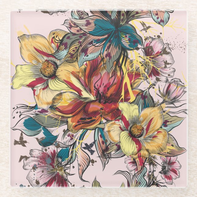 Untersetzer aus Blumenglas (Vorderseite)