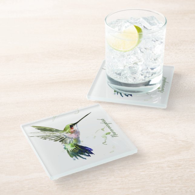 Untersetzer aus Glas - Hummingbird (Schrägansicht)