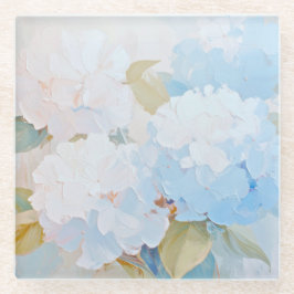 Untersetzer aus Glas, Hydrangeas in Wasserfarbe