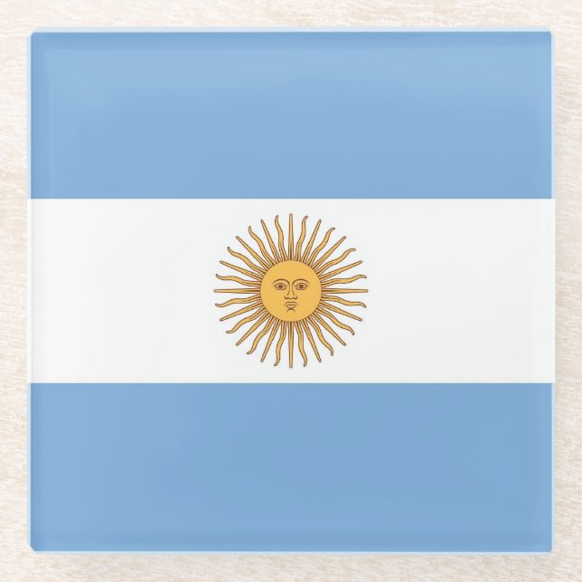 Untersetzer aus Glas mit argentinischer Flagge (Vorderseite)