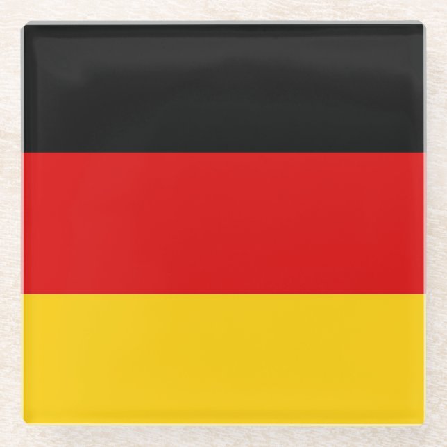 Untersetzer aus Glas mit der Flagge Deutschlands (Vorderseite)