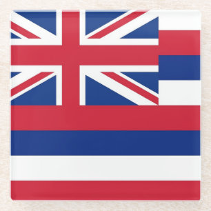 Untersetzer aus Glas mit der Flagge Hawaiis, USA