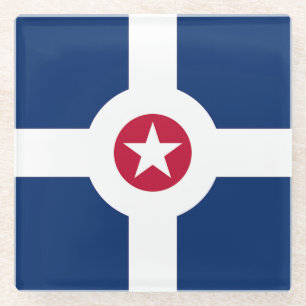 Untersetzer aus Glas mit der Flagge Indianapolis,