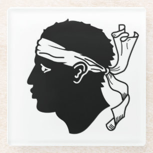 Untersetzer aus Glas mit der Flagge Korsikas