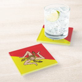 Untersetzer aus Glas mit der Flagge Siziliens, Ita