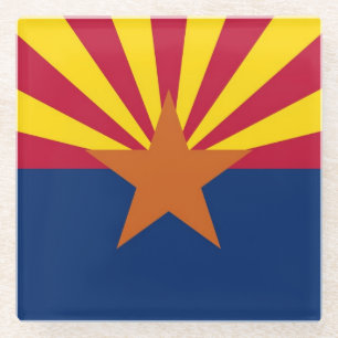 Untersetzer aus Glas mit der Flagge von Arizona, U