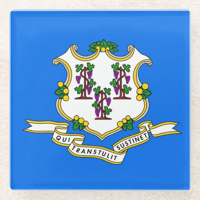 Untersetzer aus Glas mit der Flagge von Connecticu (Vorderseite)