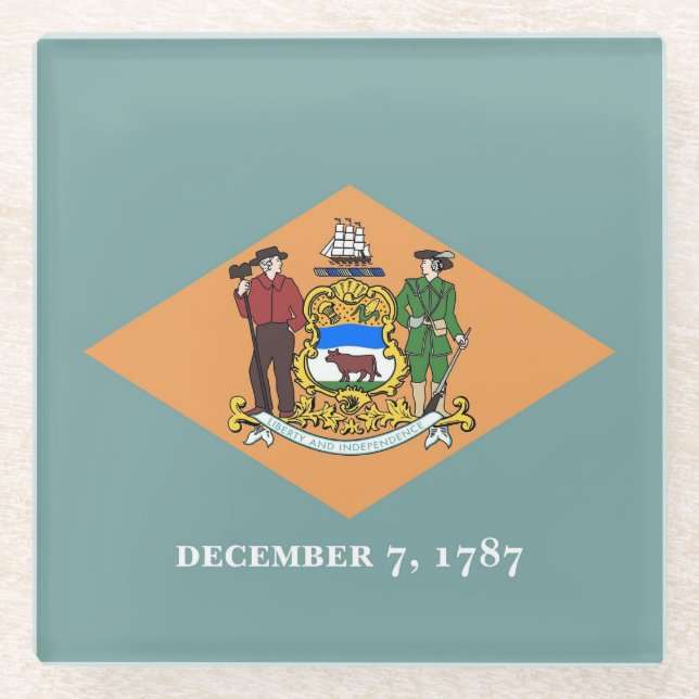 Untersetzer aus Glas mit der Flagge von Delaware,  (Vorderseite)