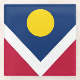 Untersetzer aus Glas mit der Flagge von Denver, Co