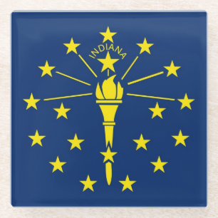 Untersetzer aus Glas mit der Flagge von Indiana, U