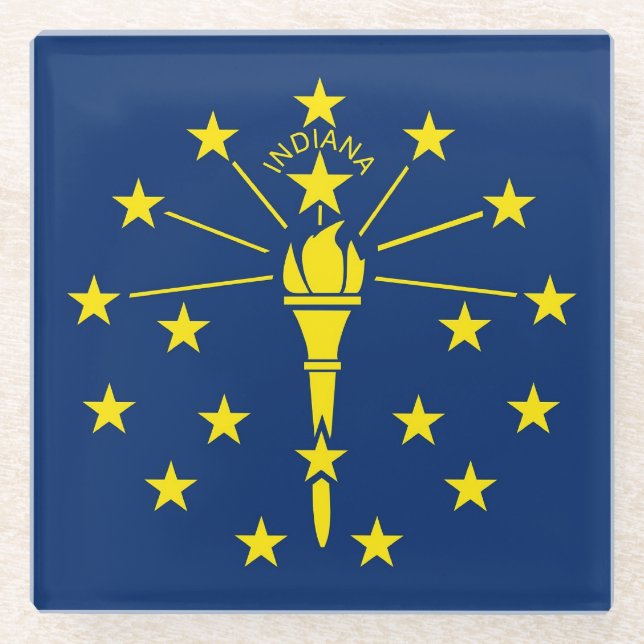 Untersetzer aus Glas mit der Flagge von Indiana, U (Vorderseite)