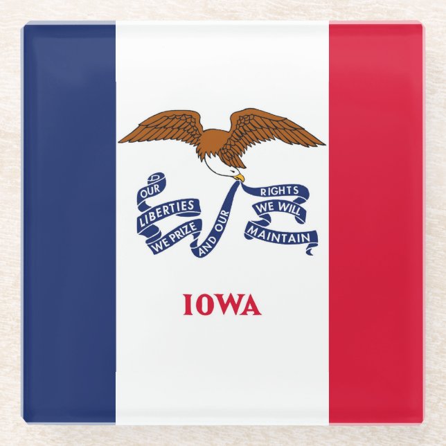 Untersetzer aus Glas mit der Flagge von Iowa, USA (Vorderseite)