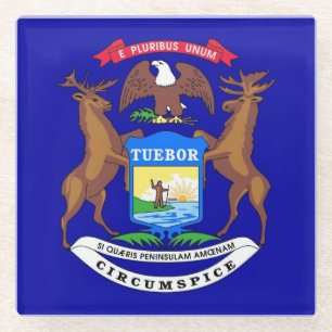 Untersetzer aus Glas mit der Flagge von Michigan,