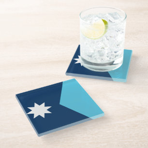 Untersetzer aus Glas mit der Flagge von Minnesota,