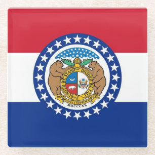 Untersetzer aus Glas mit der Flagge von Missouri,