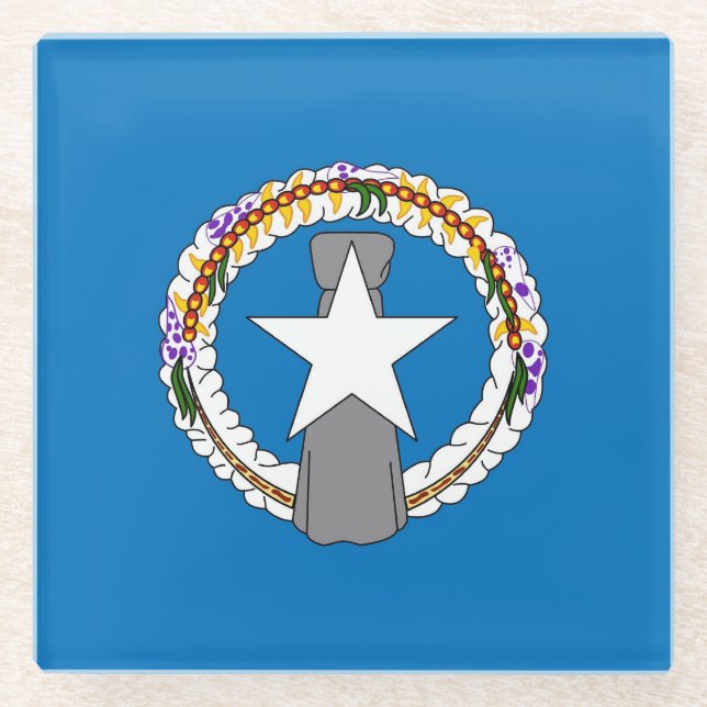 Untersetzer aus Glas mit der Flagge von Nord-Maria (Vorderseite)