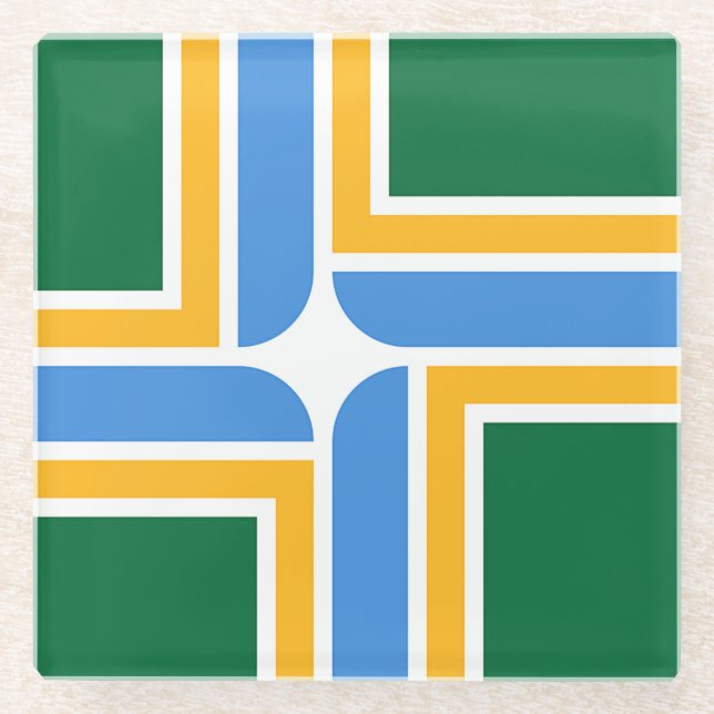 Untersetzer aus Glas mit der Flagge von Portland,  (Vorderseite)