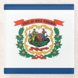 Untersetzer aus Glas mit der Flagge von West Virgi