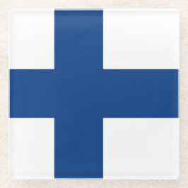 Untersetzer aus Glas mit finnischer Flagge