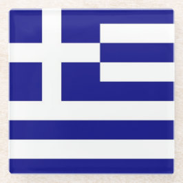 Untersetzer aus Glas mit griechischer Flagge