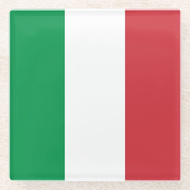 Untersetzer aus Glas mit italienischer Flagge (Vorderseite)