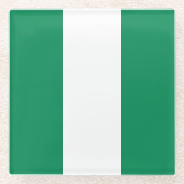 Untersetzer aus Glas mit nigerianischer Flagge (Vorderseite)